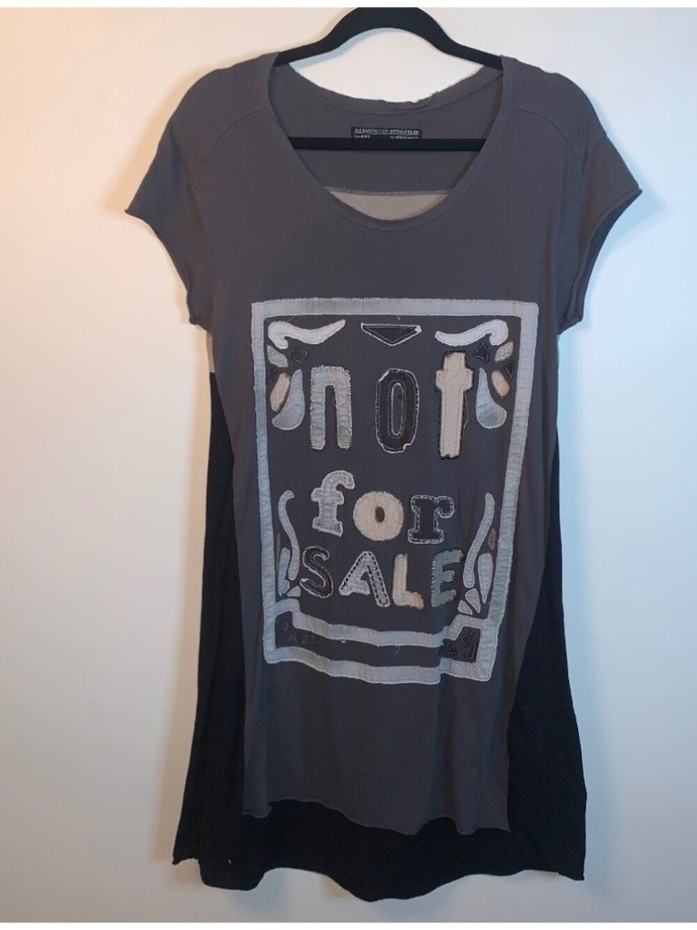 All Saints "Not For Sale" Grey Black Midi Dress 4